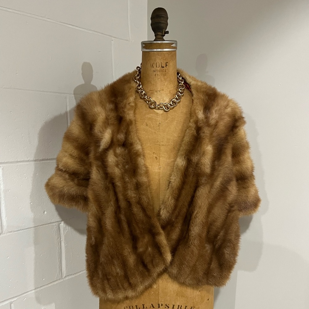 Vintage Fur Mink Cape, Shawl, Wrap - Mob Wife Aesthetic, Bride, Party